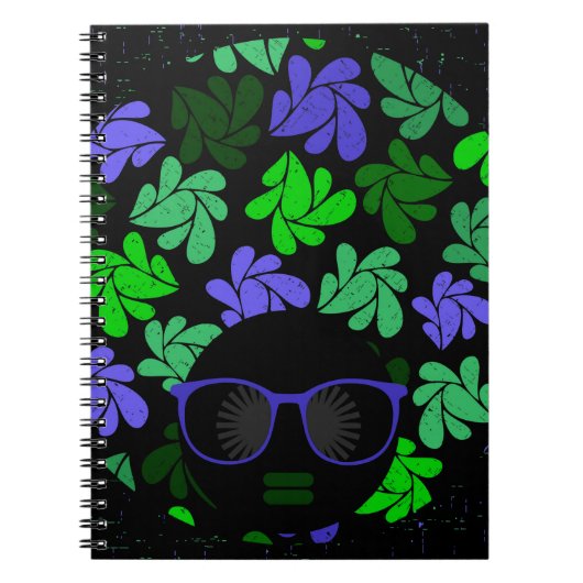 Afro Diva Green & Blue Notizblock (Vorderseite)