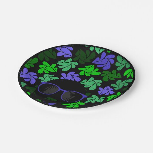 Afro Diva Green & Blue Pappteller (Schrägansicht)