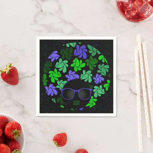 Afro Diva Green & Blue Serviette (Beispiel)