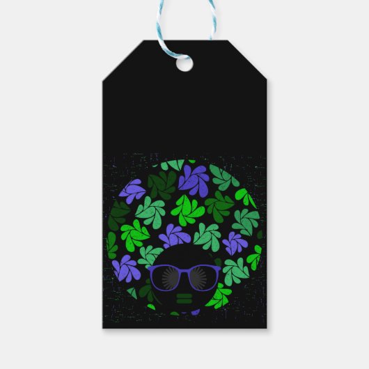 Afro Diva Grün & Blau Geschenkanhänger (Vorderseite)