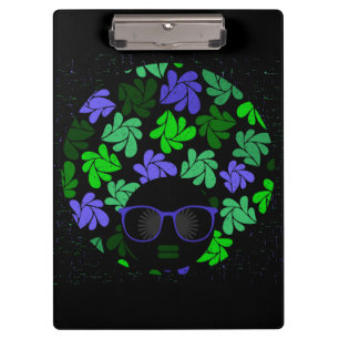 Afro-Diva-Grün- und Blau-Clipboard Klemmbrett