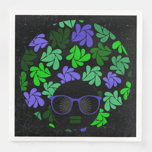 Afro-Diva-Grün- und Blaue Servietten (Vorderseite)