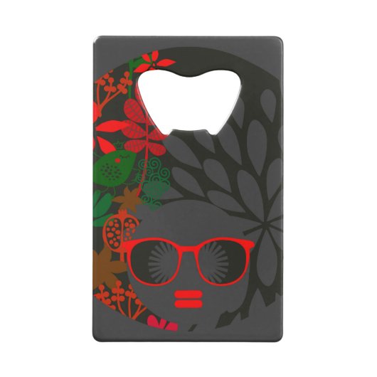 Afro Diva Red Green Slate Black Geldbeutel Flaschenöffner (Vorderseite)