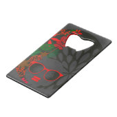 Afro Diva Red Green Slate Black Geldbeutel Flaschenöffner (Vorderseite Schrägansicht)