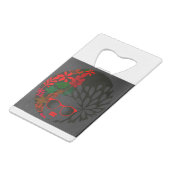 Afro Diva Red Green Slate Black Geldbeutel Flaschenöffner (Rückseite Schrägansicht)