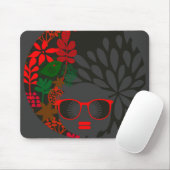 Afro Diva Red Green Slate Black Mousepad (Mit Mouse)