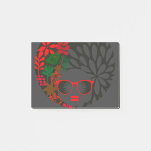 Afro Diva Red Green Slate Black Post-it Klebezettel