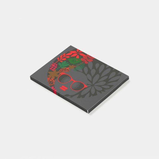 Afro Diva Red Green Slate Black Post-it Klebezettel (angewinkelt)