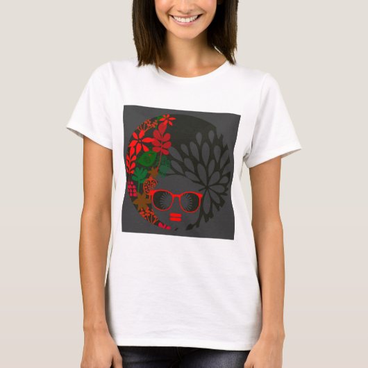 Afro Diva Red Green Slate Black T-Shirt (Vorderseite)