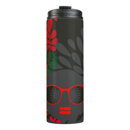 Afro Diva Red Green Slate Black Thermosbecher (Vorderseite)