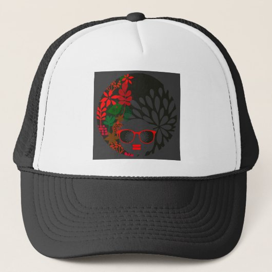 Afro Diva Red Green Slate Black Truckerkappe (Vorderseite)