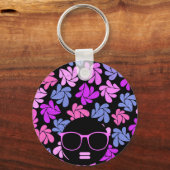 Afro Diva Rosa Lavendel Blau Schlüsselanhänger (Rückseite)