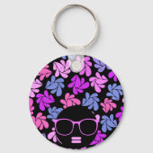 Afro Diva Rosa Lavendel Blau Schlüsselanhänger (Rückseite)
