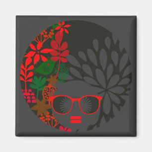 Afro Diva Rot Grün Schiefer Schwarz Magnet