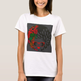 Afro Diva Rot Grün Schiefer Schwarz T-Shirt