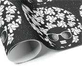 Afro Diva Schwarz & Weiß Geschenkpapier (Rolleneckpunkt)