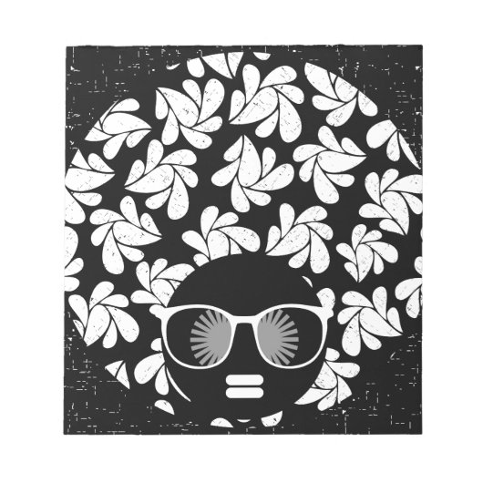 Afro Diva Schwarz-Weiß Notizblock (Vorderseite)