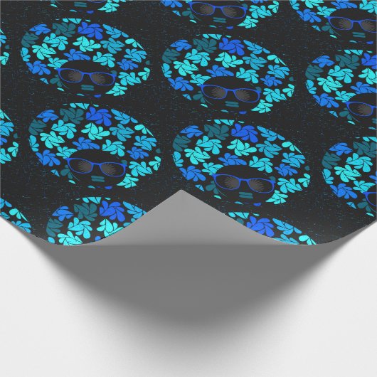 Afro Diva Turquoise Aquamarin Geschenkpapier (Ecke)