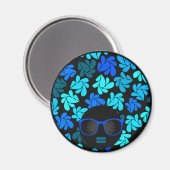 Afro Diva Turquoise Aquamarin Magnet (Vorderseite/Rückseite)