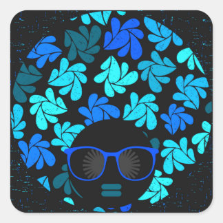 Afro Diva Turquoise Aquamarin Quadratischer Aufkleber