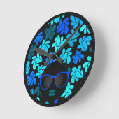 Afro Diva Turquoise Aquamarin Runde Wanduhr (Winkel)