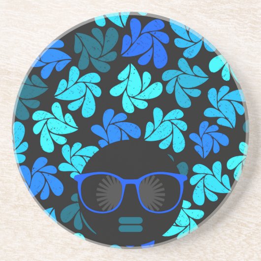 Afro Diva Turquoise Aquamarin Sandstein Untersetzer (Vorne)