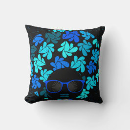 Afro Diva Turquoise Blue & Black Pillow Kissen