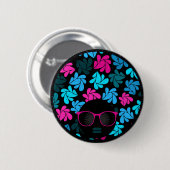 Afro Diva Turquoise & Hot Pink Button (Vorne & Hinten)