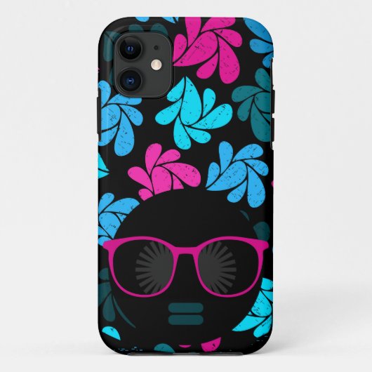 Afro Diva Turquoise & Hot Pink Case-Mate iPhone Hülle (Rückseite)