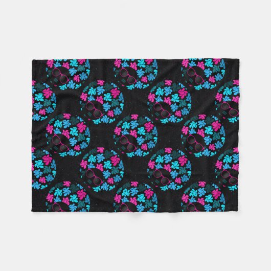 Afro Diva Turquoise & Hot Pink Fleecedecke (Vorderseite (Horizontal))