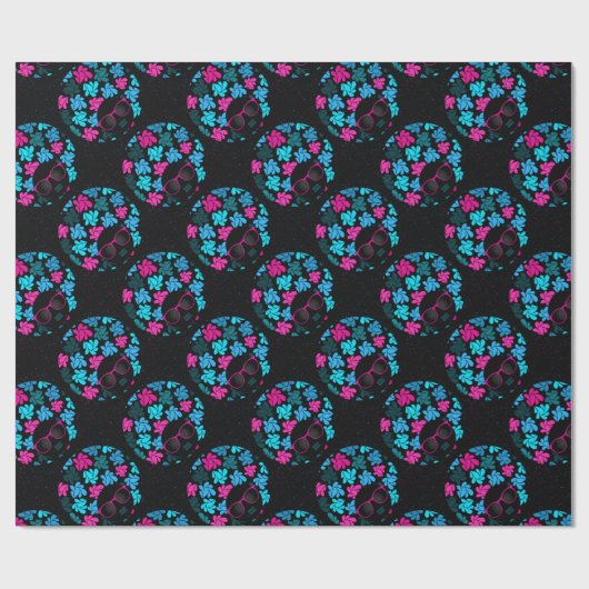 Afro Diva Turquoise & Hot Pink Geschenkpapier (Flach)