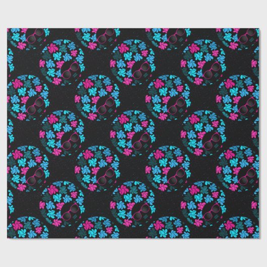 Afro Diva Turquoise & Hot Pink Geschenkpapier (Flach)