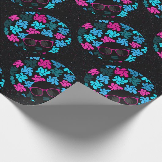 Afro Diva Turquoise & Hot Pink Geschenkpapier (Ecke)