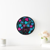 Afro Diva Turquoise & Hot Pink Runde Wanduhr (Zuhause)
