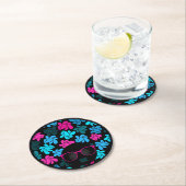 Afro Diva Turquoise & Hot Pink Runder Pappuntersetzer (Vor Ort)