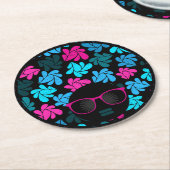 Afro Diva Turquoise & Hot Pink Runder Pappuntersetzer (Angewinkelt)