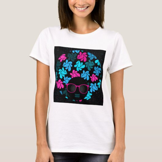 Afro Diva Turquoise & Hot Pink T-Shirt (Vorderseite)