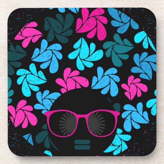 Afro Diva Turquoise & Hot Pink Untersetzer (Vorderseite)