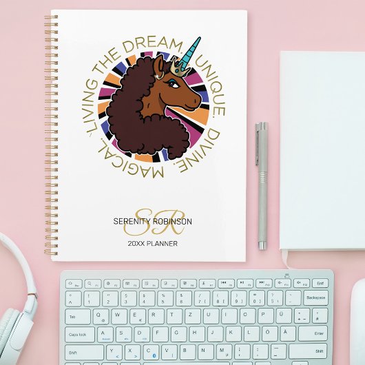 Afro-Einhorn, das den Traum lebt Design Planer