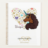 Afro-Einhorn | Einzigartiges Herz-Design Planer (Vorderseite)