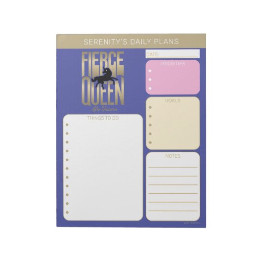 Afro-Einhorn Fierce Queen Notizblock (Rotiert)