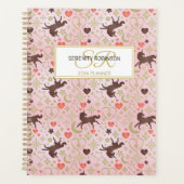 Afro-Einhorn-Herz- und Stern-Pink-Muster Planer (Vorderseite)