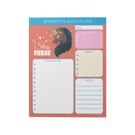 Afro Einhorn | Magisch Notizblock (Rotiert)