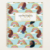 Afro-Einhorn-Regenbogen-und-Herzen-Muster Planer (Vorderseite)