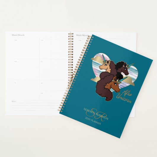 Afro-Einhorn-Trio-Herz-Design Planer (Anzeige)