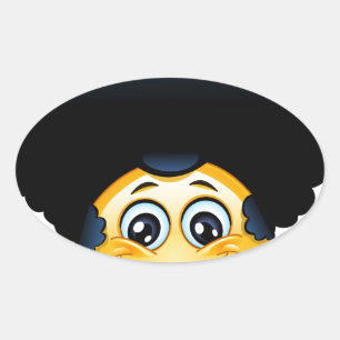 afro emoji ovaler aufkleber