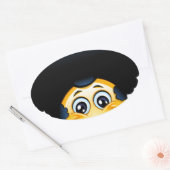 afro emoji ovaler aufkleber (Umschlag)