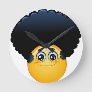 Afro-Emoji Runde Wanduhr