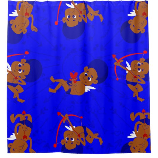 Afro Engel Black cupione african cherub blue heart Duschvorhang (Vorderseite)