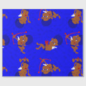 Afro Engel Black cupione african cherub blue heart Geschenkpapier (Flach)